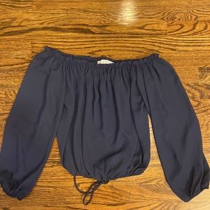 Navy Off the Shoulder Blouse